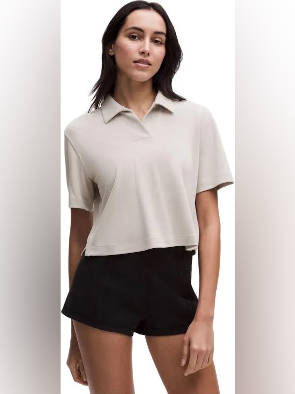 NEW Lululemon Softstreme Pique Polo Shirt Downtown Tan Women’s Size L